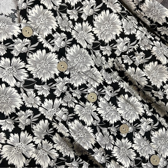 Cato Black Vintage Style Floral Linen Blend Babydoll Blouse Bohemian Boho - Picture 6 of 7